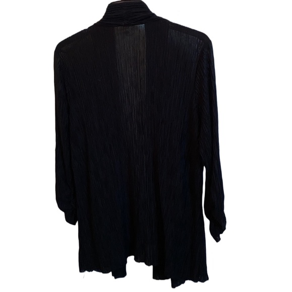 🖤 Ultra Lightweight Long (31”) 3/4 Ruched Sleeve Open Summer Cardigan, Plus 2X - Picture 11 of 15